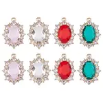 8Pcs 4 Colors Brass Micro Pave Cubic Zirconia Pendants