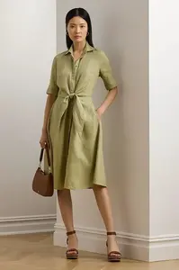 Lauren Ralph Lauren rozšířené šaty lněné