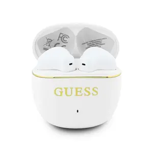 Guess Gold Line Glossy Classic Logo TWS bílá
