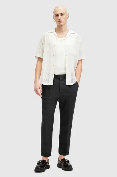 Kalhoty s lněnou směsí AllSaints CROSS TALLIS TROUSER