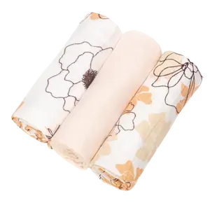 T-TOMI BIO Bambusové pleny Flowers 3 ks