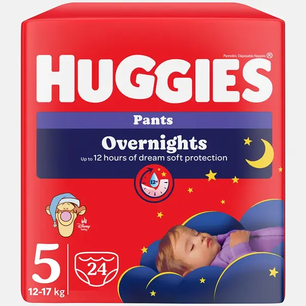 HUGGIES Dětské plenky Overnights Pants 5 velikost 12-17 kg 24 kusů