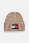 Dětská bavlněná čepice Tommy Hilfiger béžová barva, AU0AU01981