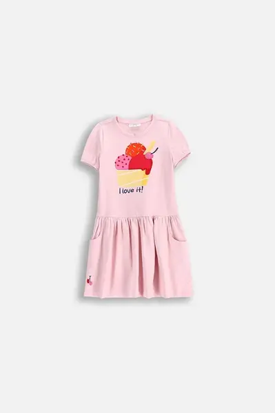 Šaty Coccodrillo růžová barva, mini, HOLIDAY SPLASH GIRL KIDS