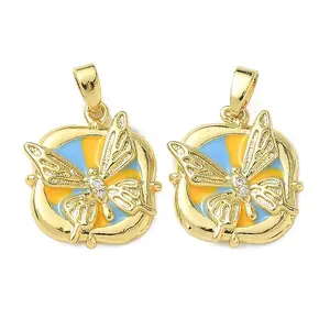 Brass Micro Pave Cubic Zirconia Pendants