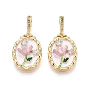 Spray Painted Brass Pave Clear Cubic Zirconia Fold Over Clasps