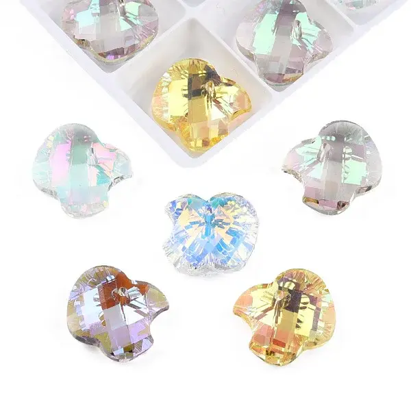 96Pcs Electroplated Transparent Glass Charms