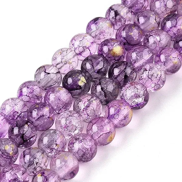 Baking Paint Crackle Glass Bead Strands