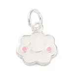 925 Sterling Silver White and Pink Enamel Smiling Face Cloud Charms