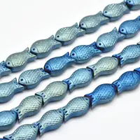 Full Plated Frosted Electroplate Glass Fish Beads Strands