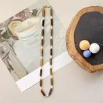 Natural Tiger Eye Column & White Shell Beaded Necklaces