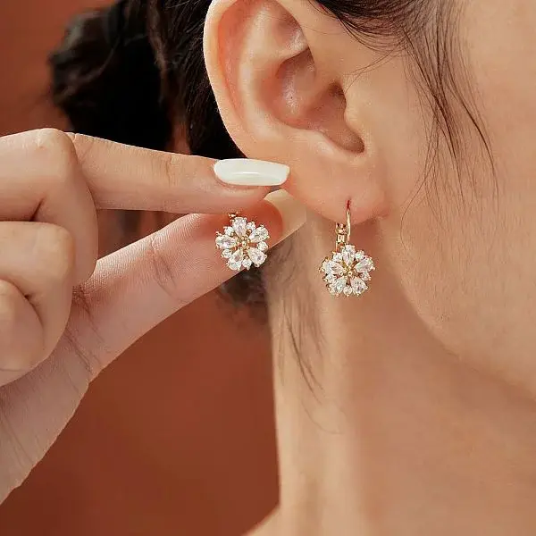 Elegant Vintage Flower Brass Hoop Earrings