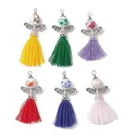 Porcelain Beaded with Polycotton Tassel Big Pendants