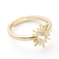 Adjustable Brass Micro Pave Clear Cubic Zirconia Finger Rings