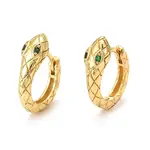 Brass Micro Pave Cubic Zirconia Hoop Earrings