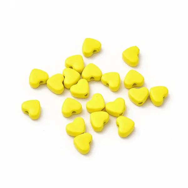 Heart Spray Painted Alloy Beads