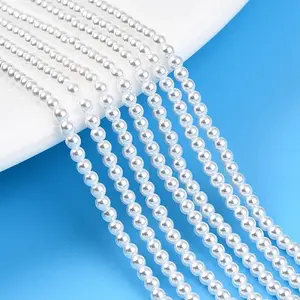 Baking Painted Pearlized Glass Pearl Bead Strands