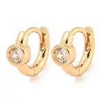Brass Micro Pave Clear Cubic Zirconia Hoop Earrings