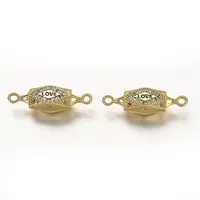 Brass Micro Pave Clear Cubic Zirconia Links Connectors