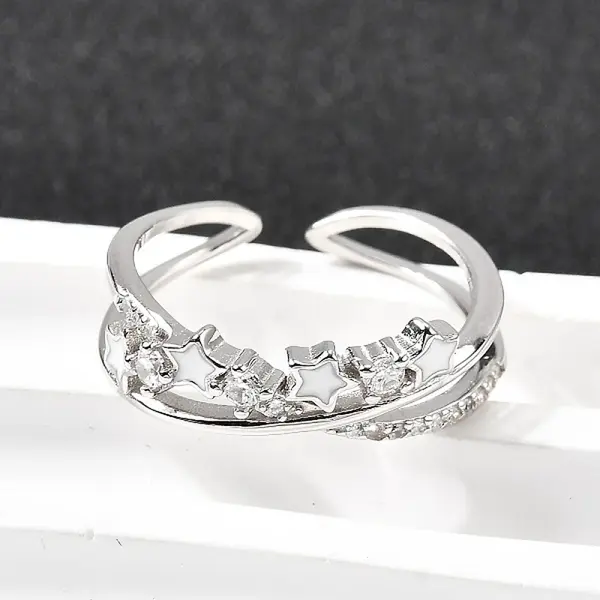 Star 925 Sterling Silver Cubic Zirconia Rings for Women