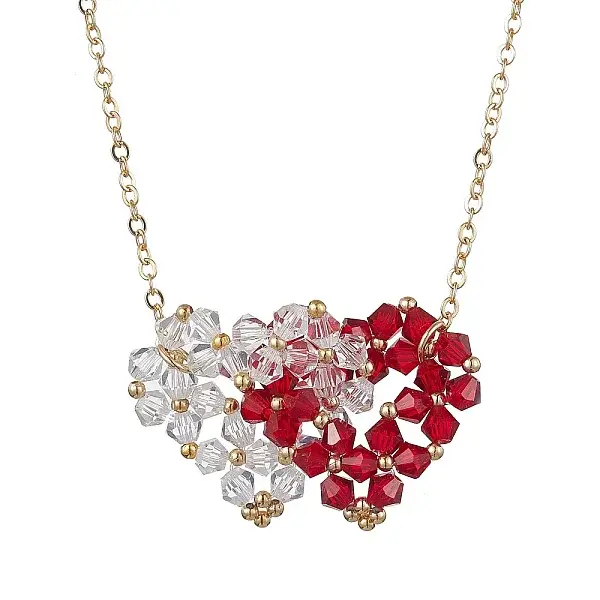 Double Interlocking Heart Glass Pendant Necklaces