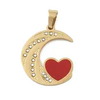 Ion Plating(IP) 304 Stainless Steel Enamel Rhinestone Pendants