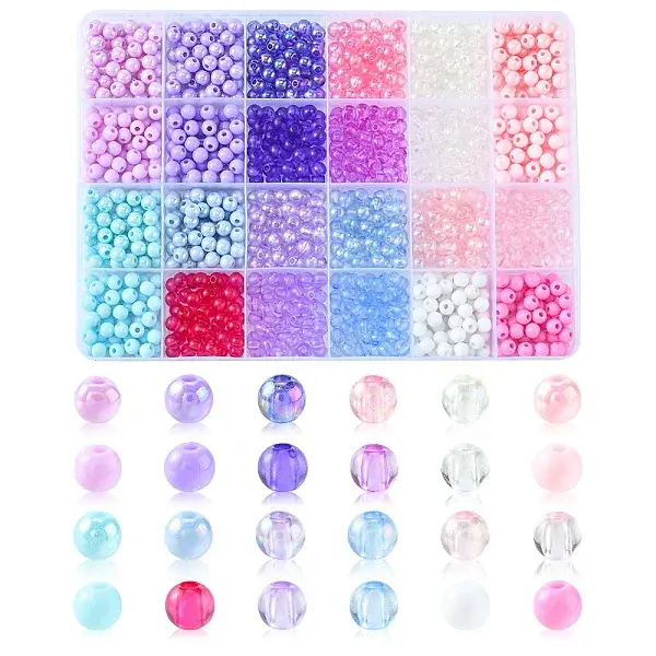 120G 24 Style Transparent & Opaque Acrylic Beads