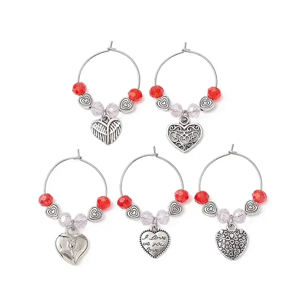 Valentine's Day Heart Alloy Wine Glass Charms