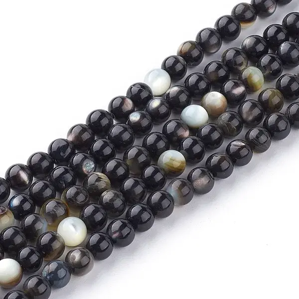 Natural Black Lip Shell Bead Strands