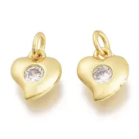 Brass Micro Pave Clear Cubic Zirconia Charms