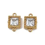 Ion Plating(IP) 304 Stainless Steel Cubic Zirconia Square Links Connector Charms