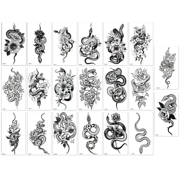 20Pcs 20 Styles Removable Temporary Water Proof Tattoos Paper Stickers