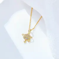 Planet Brass Micro Pave Clear Cubic Zirconia Pendant Necklaces
