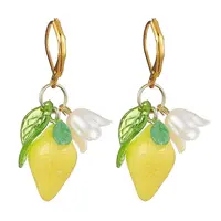 Resin Lemon Leverback Earrings