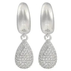 Teardrop Clear Cubic Zirconia Dangle Earrings