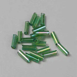 300Pcs Transparent Glass Round Bugle Beads
