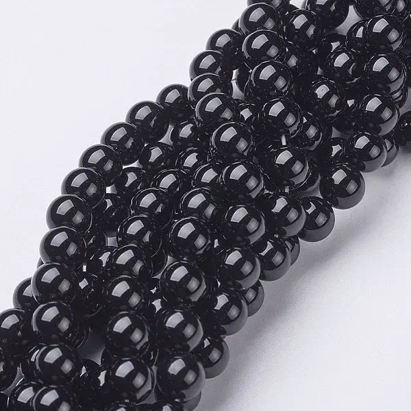 Natural Black Onyx Round Beads Strands