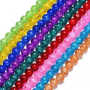Mixed Crackle Glass Bead Strands