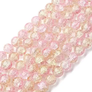 Spray Painted Crackle Glass Beads Strands