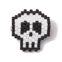 Halloween Skull Glass Seed Beads Brooch