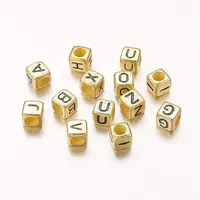 Golden Cube Mixed Letters Acrylic Beads for Necklace Making