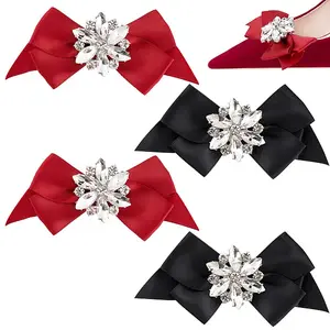 2 Pairs 2 Colors Bowknot Polyester Shoe Decorations