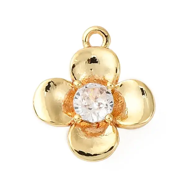 Brass Pave Clear Cubic Zirconia Charms