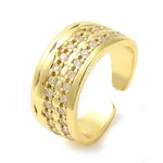Brass Micro Pave Cubic Zirconia Cuff Rings