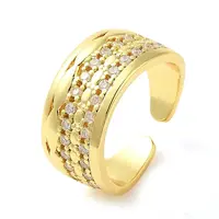 Brass Micro Pave Cubic Zirconia Cuff Rings