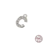 Real Platinum Plated Rhodium Plated 925 Sterling Silver Micro Pave Clear Cubic Zirconia Charms