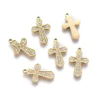 316 Surgical Stainless Steel Cubic Zirconia Tiny Cross Charms