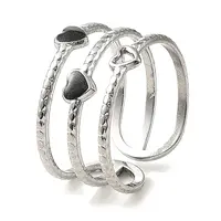 304 Stainless Steel Enamel Open Cuff Rings for Women