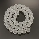 Frosted Transparent Round Glass Beads Strands
