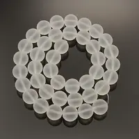 Frosted Transparent Round Glass Beads Strands